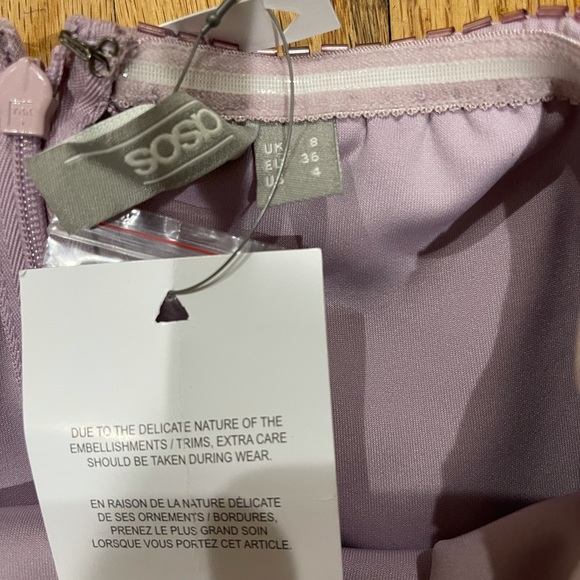 ASOS Lavender Purple Strapless Beaded Dress 4 - Picture 3 of 3